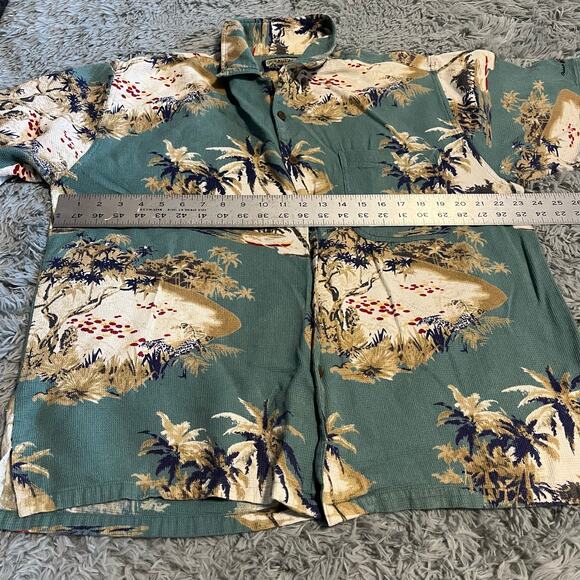 Ocean Pacific Hawaiian Aloha Button Down Tropical Blue Men’s Shirt Medium - Picture 3 of 6